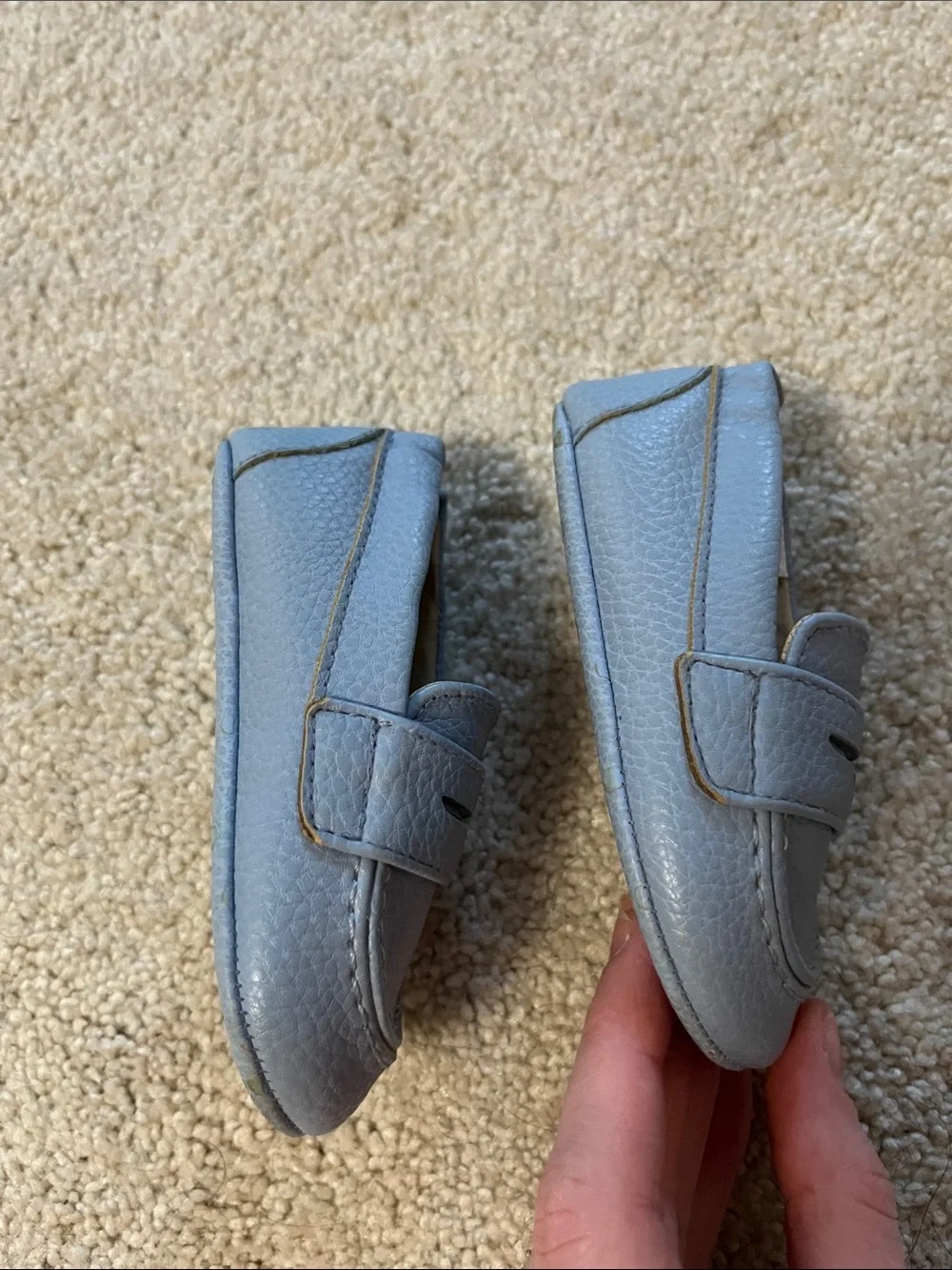 Janie and Jack Light Blue Baby Penny Loafers Sz. 6-12m